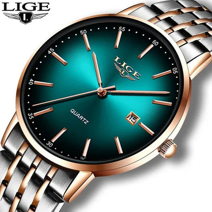 LIGE Luxury Ladies Watch Waterproof Rose Gold Steel Strap Women Wrist Watches Top Brand Bracelet Clocks Montre Femme