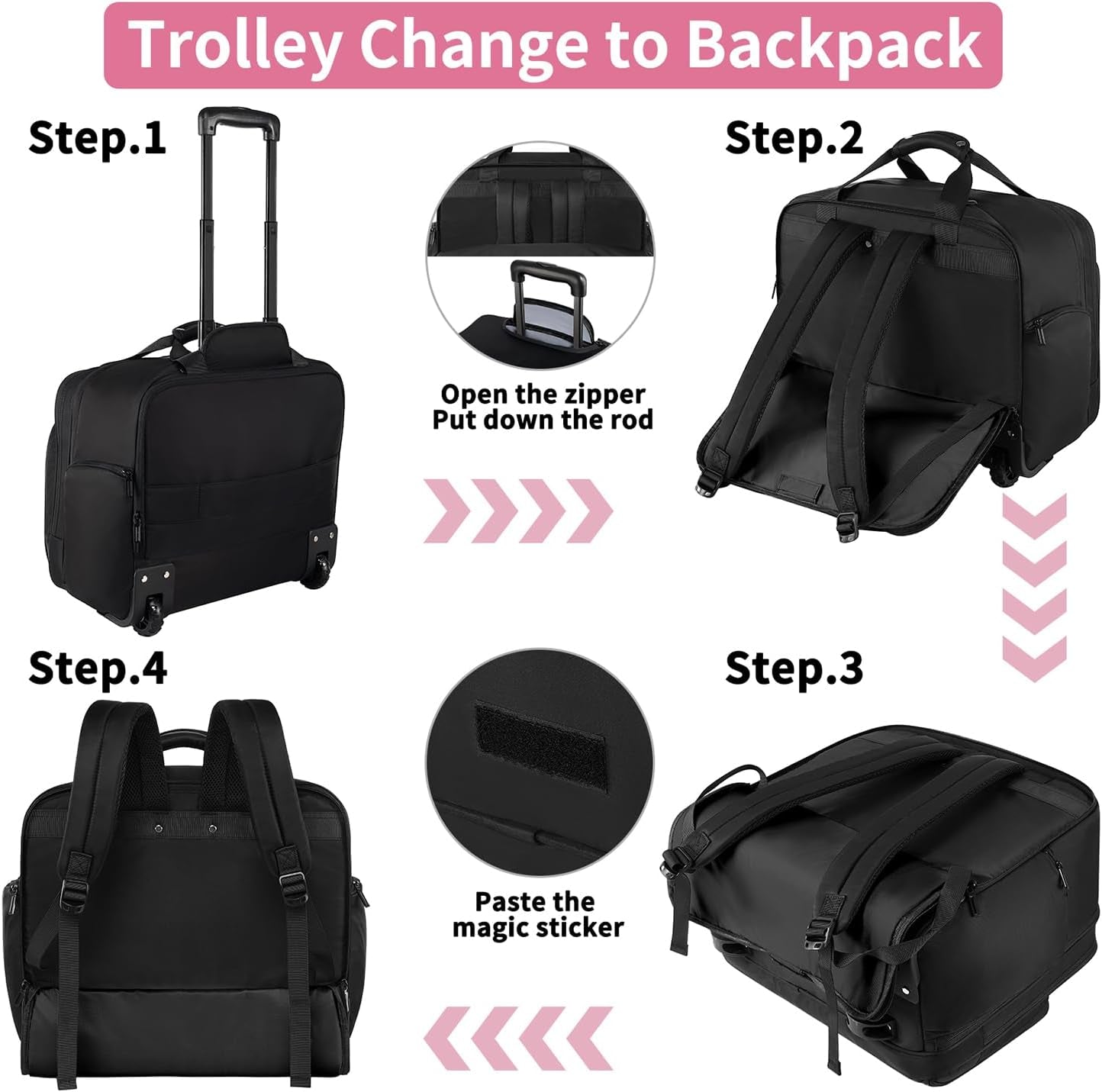 Rolling Laptop Bag, 17.3 Inch Premium Laptop Briefcases with Wheels for Men & Women, Waterproof Rolling Computer Bag Work Bag Laptop Case for Travel Work Office Business