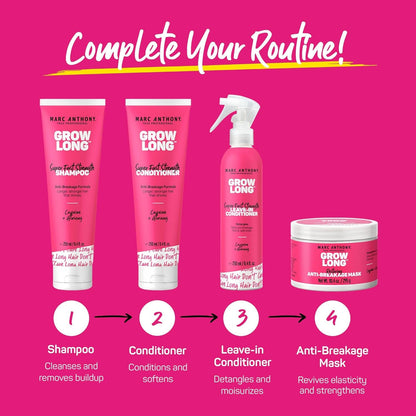 Strengthening Conditioner, Grow Long - Anti-Frizz, Anti-Breakage & Nourishing Formula for Split Ends, & Hair Growth - Biotin, Vitamin E, Caffeine & Ginseng for Dry & Damaged Hair