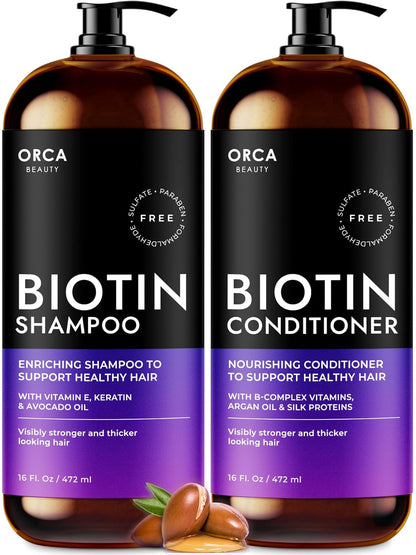 Biotin Shampoo and Conditioner for Women and Men - Volumizing Shampoo and Conditioner Set to Help Boost Thinning Hair - Hydrating, Nourishing Hair Loss Shampoo and Conditioner