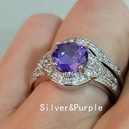 Women's Fashion 18K Gold Plated&925 Silver Plated&14K Rose Gold Plated Bridal  Jewelry White Sapphire Wedding Engagement Ring