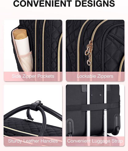 Rolling Laptop Bag Women, Briefcase for 17.3 Inch with Wheels Computer Case Work Travel Business