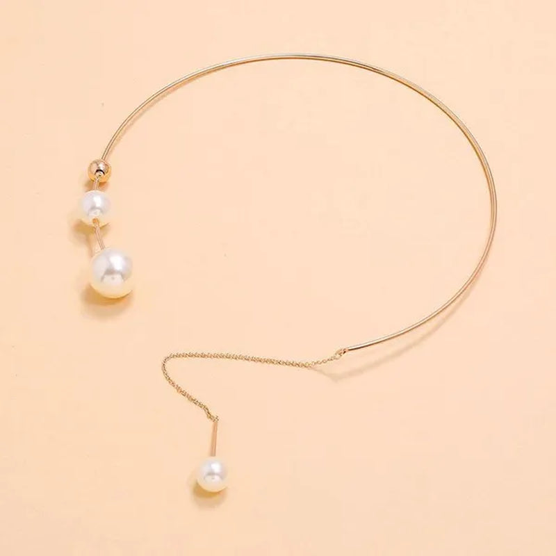 1Pcs Pearl Choker Necklace Elegant Big White Imitation Pearl Choker Necklace Clavicle Chain Fashion Necklace for Women Wedding Jewelry Collar