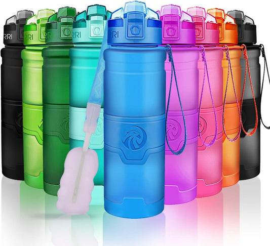 Sports Water Bottle, 400/500/700Ml/1L, BPA Free Leak Proof Tritan Lightweight Bottles for Outdoors,Camping,Cycling,Fitness,Gym,Yoga- Kids/Adults Drink Bottles with Filter, Lockable Pop Open Lid