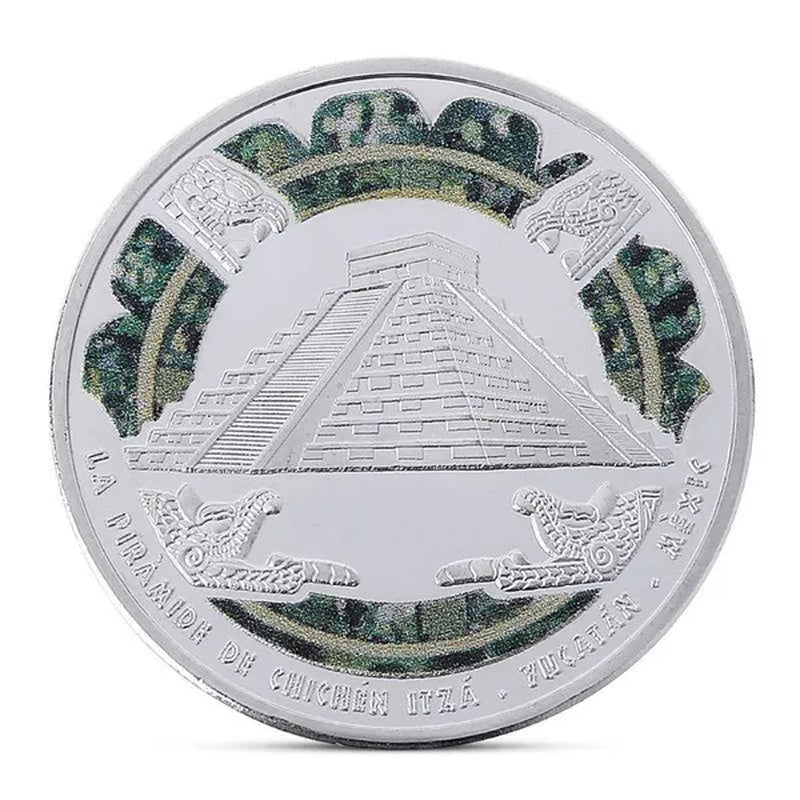 Painted Mayan Temple Replica Commemorative Coin Badge Crafts Souvenir