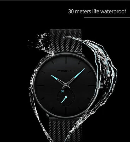 Fashion Mens Watches Top Brand Luxury Quartz Watch Men Casual Slim Mesh Steel Waterproof Sport Watch Relogio Masculino