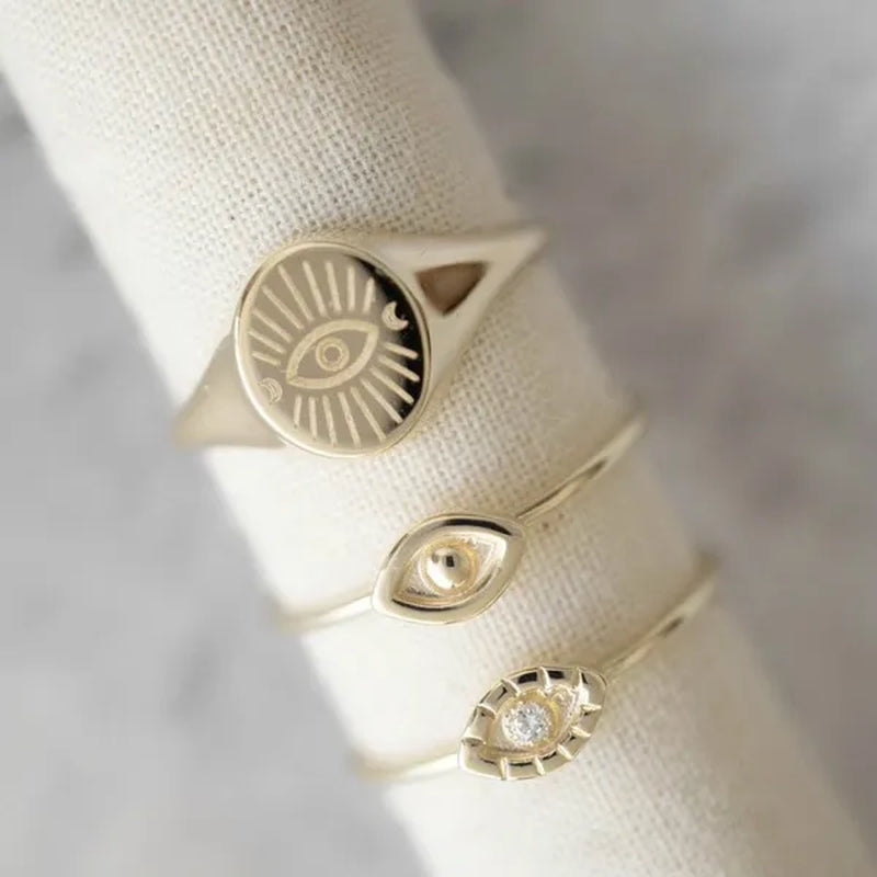 3Pcs/Set Elegant Woman Fashion Jewelry Accessories Exquisite  Angel Eye Ring  Bride Engagement Wedding Luxury Jewelry Set Christmas Gift Ring Size US4-12