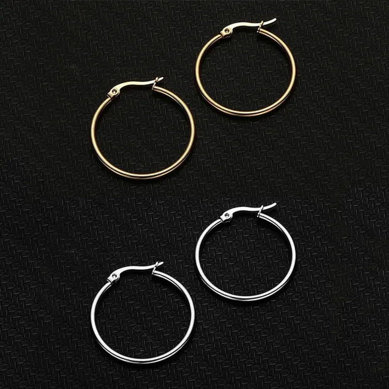 【 Hoop Earrings】 Pendant Women'S Fashion Silver Plated Earrings Stainless Steel Gold Color Jewelry