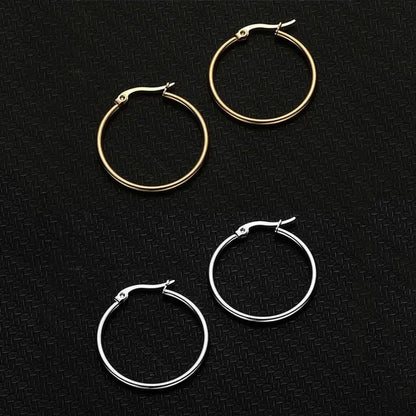 【 Hoop Earrings】 Pendant Women'S Fashion Silver Plated Earrings Stainless Steel Gold Color Jewelry