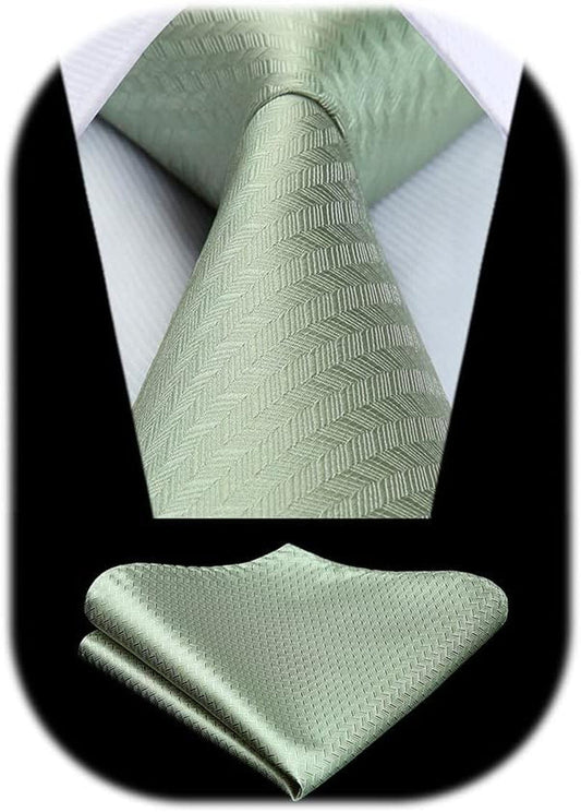 Ties for Men Solid Houndstooth Neckties Handkerchief Formal Business Tie & Pocket Square Set Wedding Party