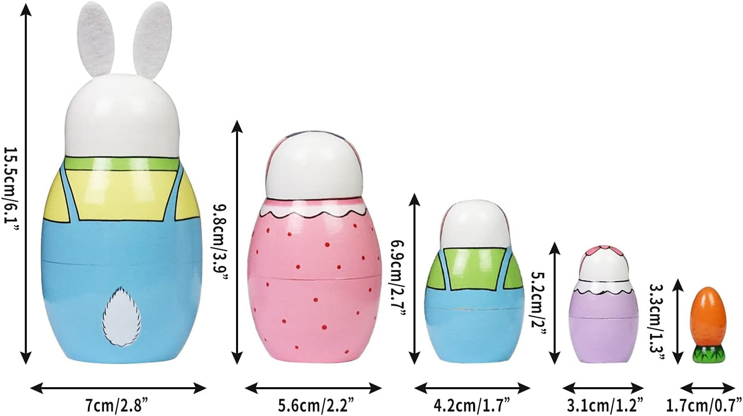 Nesting Dolls Russian Matryoshka Wood Stacking Nested Set for Kids Handmade Toys for Children Kids Christmas Birthday Decoration Halloween Wishing Gift