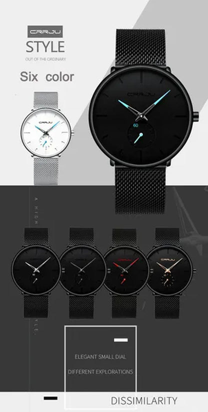 Fashion Mens Watches Top Brand Luxury Quartz Watch Men Casual Slim Mesh Steel Waterproof Sport Watch Relogio Masculino