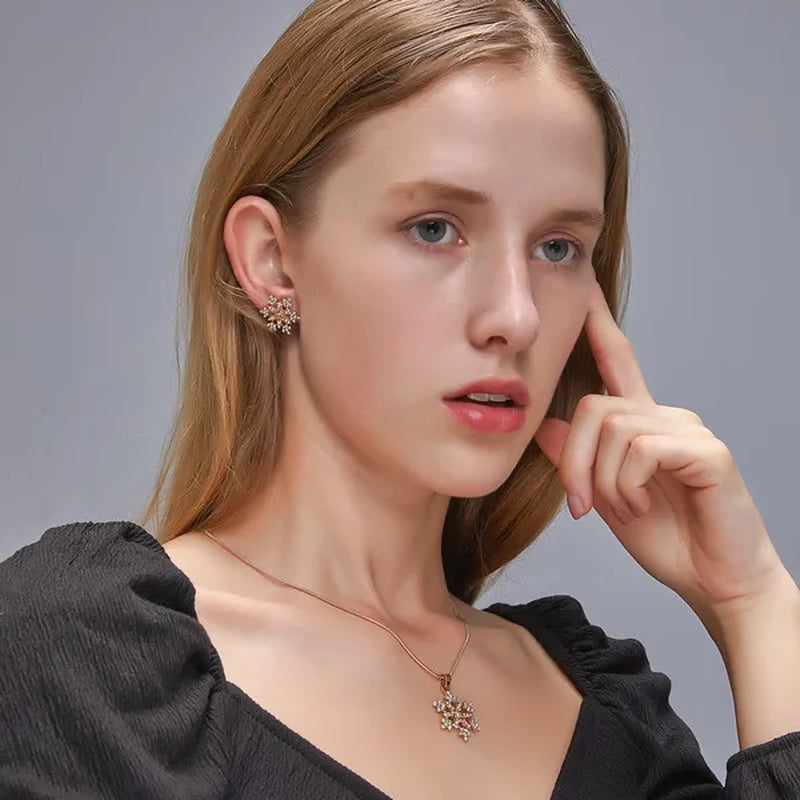3 Pcs/set Snowflake Necklace Earrings Christmas Luxury Jewelry Set Accessories Christmas Valentine's Party Gifts 2021 New