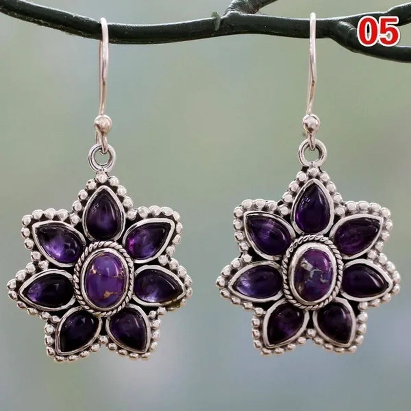 12Styles Vintage Earrings Rainbow Moonstone Earring Amethyst&Peridot&Pearl Dangle Earrings for Women Wedding Bridal Jewelry Gifts