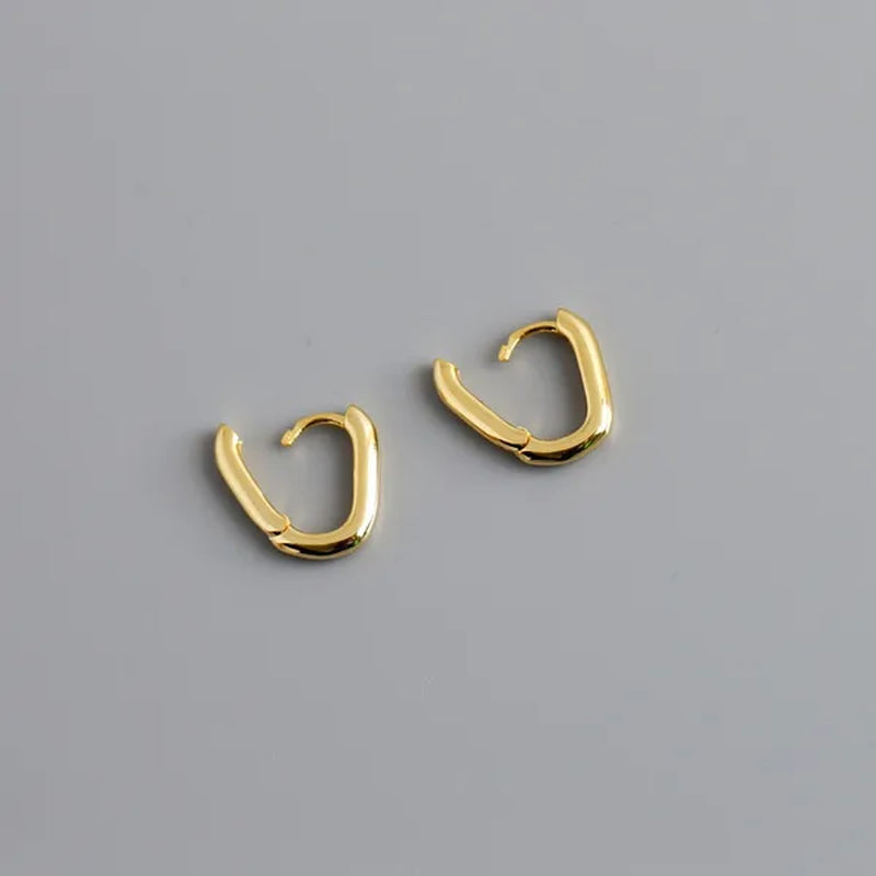 Small Gold Plated Oval Hoop Earrings Hypoallergenic Gold Huggie Earrings for Women, Silver Gold U Shaped Small Hoop Earrings