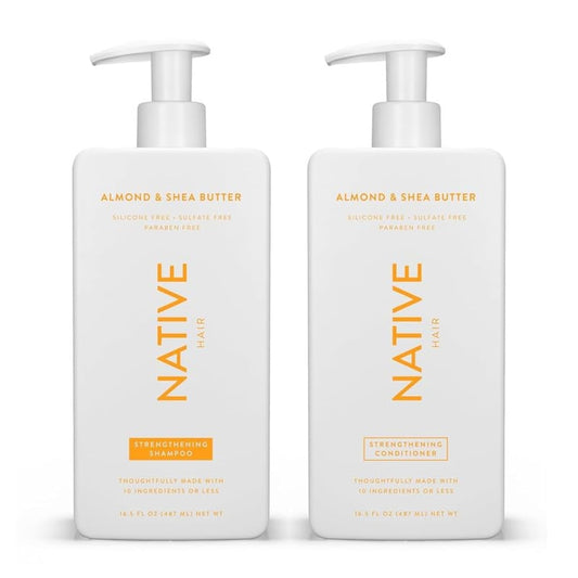 Shampoo and Conditioner Contain Naturally Derived Ingredients| All Hair Type Color & Treated, Fine to Dry Damaged, Sulfate & Dye Free - Almond & Shea Butter, 16.5 Fl Oz Each (2 Pack)