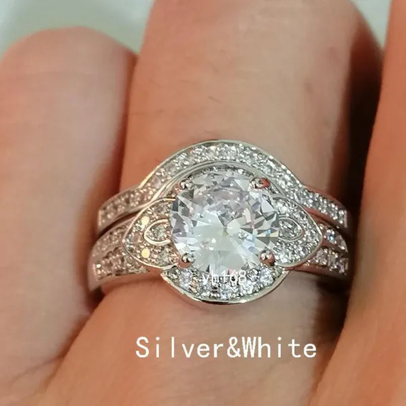 Women's Fashion  White Topaz Bridal Wedding Rings 18K Yellow Gold Filled&925 Silver Filled&14K Rose Gold Filled   Female Engagement Jewelry