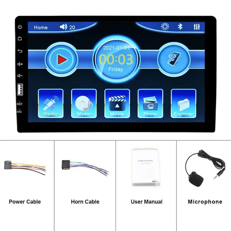 UNITOPSCI Single 1Din 9Inch Car MP5 Player Car Stereo Radio 2.5D HD 1080P Touch Screen Bluetooth Autoradio Support Mirror Link FM AUX Function with External Microphone