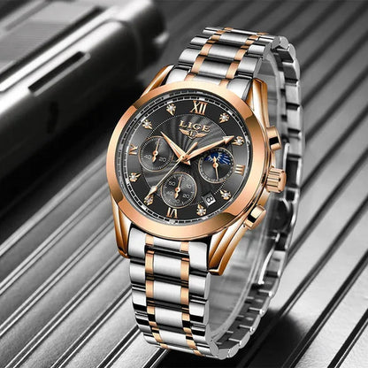 LIGE Luxury Ladies Watch Women Waterproof Rose Gold Steel Strap Women Wrist Watches Top Brand Bracelet Clocks Relogio Feminino