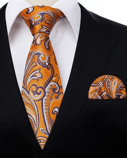 Ties for Men Paisley Tie and Pocket Square Woven Classic Floral Mens Ties Handkerchief Set Wedding Party Necktie
