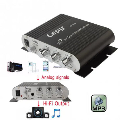 200W Mini Hi-Fi 2.1 Amplifier Amp Booster Radio MP3 Stereo Audio for Car Home US