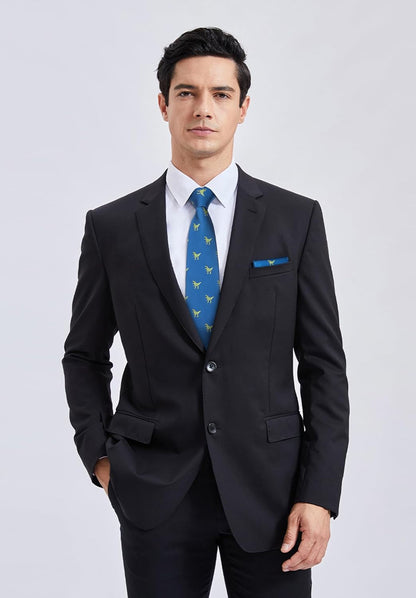 Ties for Men Classic Animal Tie and Pocket Square Set Jacquard Woven Silk Neckties Handkerchief Wedding Party