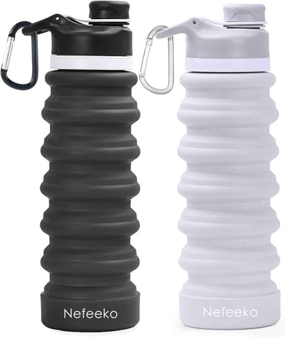 Collapsible Water Bottle, 26Oz Silicone Foldable Water Bottles Leakproof BPA Free Travel Water Bottles with Carabiner, Portable Sport Water Bottles for Camping,Hiking Outdoor Indoor Sport