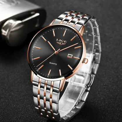 LIGE Luxury Ladies Watch Waterproof Rose Gold Steel Strap Women Wrist Watches Top Brand Bracelet Clocks Montre Femme