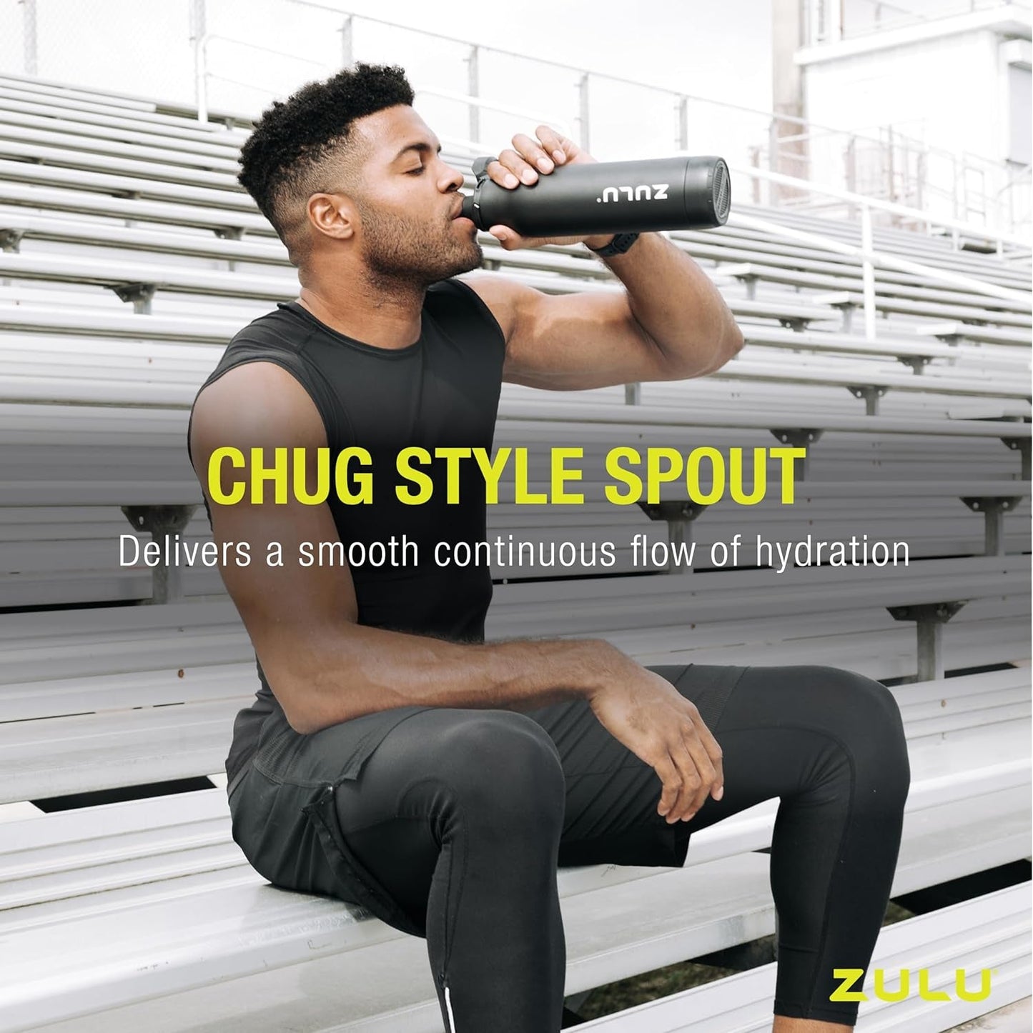 Ace Vacuum Insulated Stainless Steel Water Bottle with Chug Spout, Leak-Proof Locking Lid and Removable Base for School, Backpack, Sports, Gym, Travel