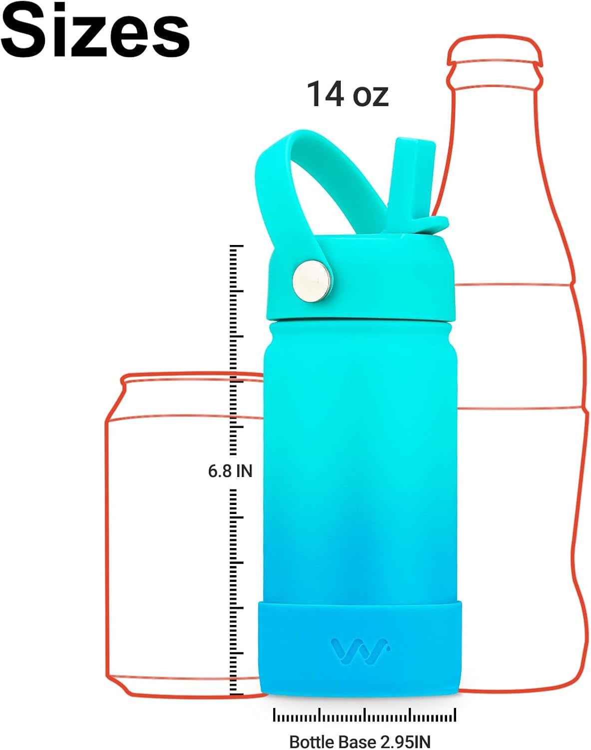 Kids Water Bottle with Boot, Insulated Stainless Steel Wide Mouth Metal Water Bottle with Leakproof Straw Lid for School, Girls, Boys