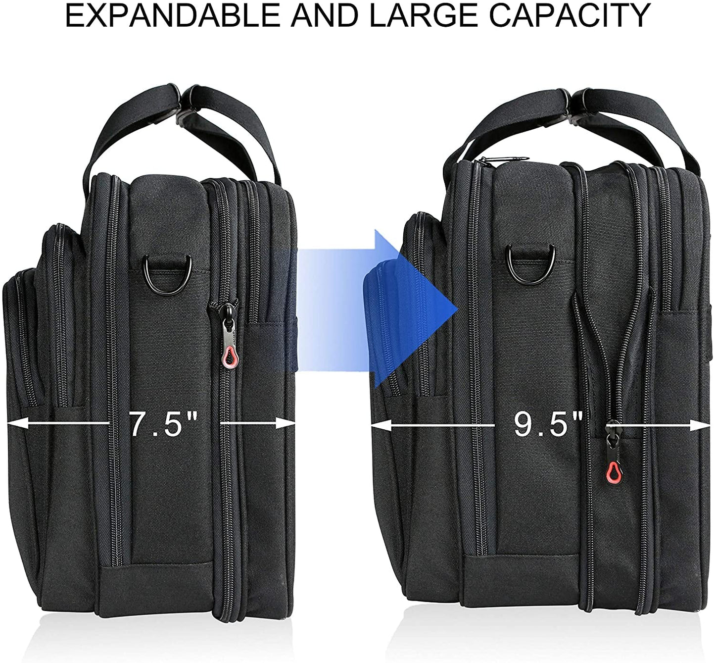 Laptop Bag Premium Laptop Briefcase Fits up to 17.3 Inch Laptop Expandable Water-Repellent Shoulder Messenger Bag Computer Bag for Travel/Business/Men/Women-Black