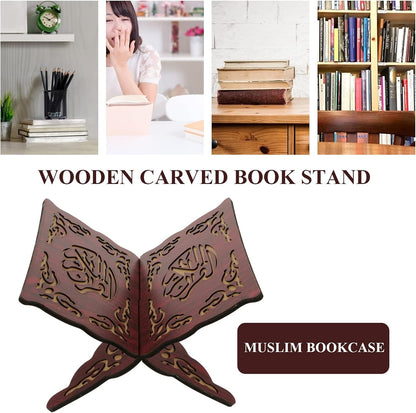 Wooden Quran Stand 11.4 X 8.2 Inches Stand Muslim Bible Holder Islam Foldable Rehal Bible Magazine Cookbook Rehal for Quran Display Holder Islam Religious Gift