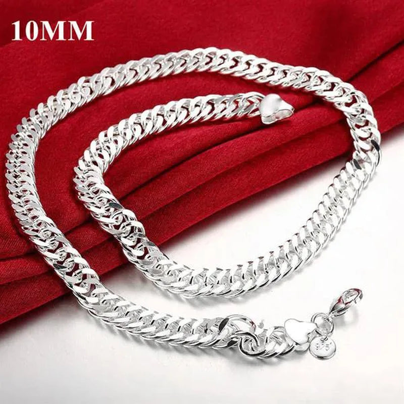 NEW! Exquisite Men Solid Heavy 925 Sterling Silver Smooth Necklace Bracelet Curb Chain Jewelry