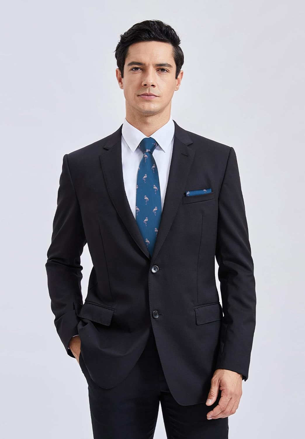 Ties for Men Classic Animal Tie and Pocket Square Set Jacquard Woven Silk Neckties Handkerchief Wedding Party