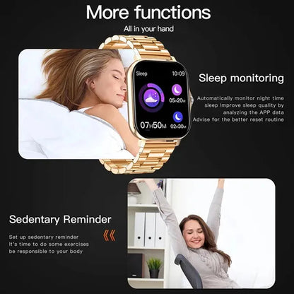 LIGE Smart Watch for Women and Men 1.69" Color Screen Full Touch Fitness Tracker Bluetooth Call Smart Clock Ladies Luxury Gold Smart Watch Relogio Smartwatch