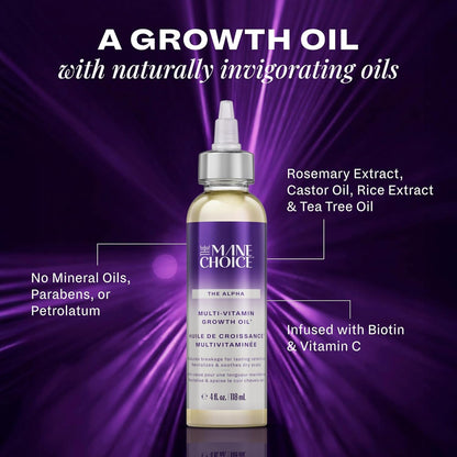 Alpha Multi-Vitamin Scalp Hair Growth Oil, 4 Fl Oz, 1 Pack, Nourishing Scalp Oil with Biotin, Vitamin C, Rosemary, Rice Extract, Jojoba, Tea Tree & Castor Oil, Lightweight & Non-Greasy