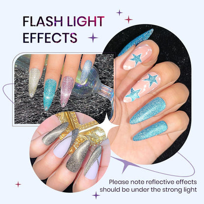 Reflective Cat Eye Gel Nail Polish Sparkling Holographic Magnetic Nail Polish Gel 9D Cateye Gel Polish Set 12 Colors with Magnet for Home DIY Manicure Nail Salon