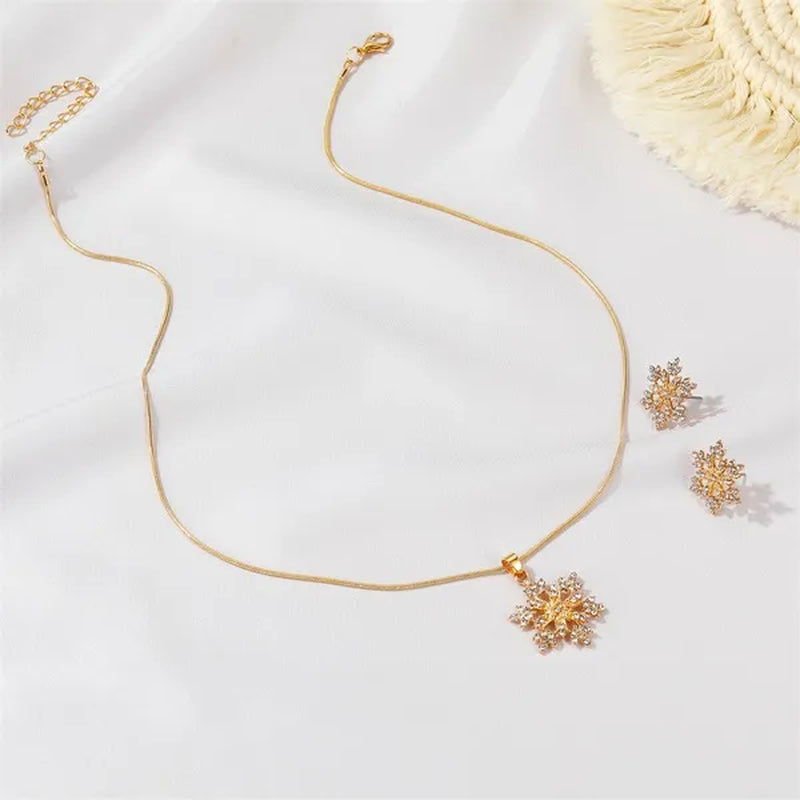 3 Pcs/set Snowflake Necklace Earrings Christmas Luxury Jewelry Set Accessories Christmas Valentine's Party Gifts 2021 New