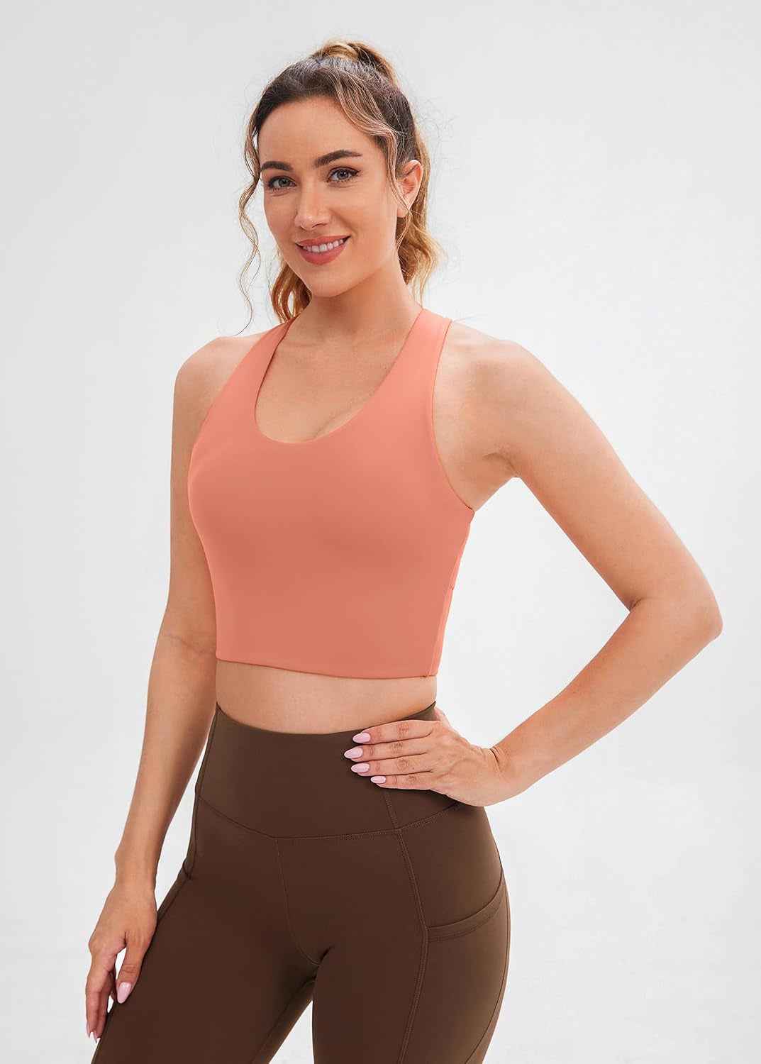 Sports Bras for Women Criss-Cross Back Padded Workout Tank Tops Medium Support Crop Tops for Women