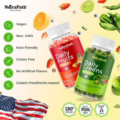 Superfood Fruits and Veggies Gummies (120 Chews), 12+ Superfruits & 30 Veggies, Fruit & Herbs, Fruit and Vegetable Vitamins, Non-Gmo, Pectin-Based, Gluten-Free