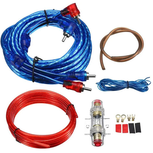 1500W Car Subwoofer Cable 8GA Audio Speakers Wiring Kit 60 AMP Fuse Holder Car Power Amplifier Wiring Kit for Auto Vehicle Parts