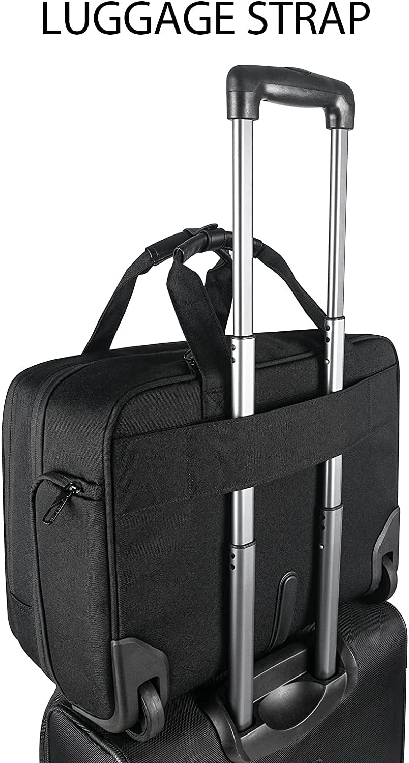 17.3 Inch Rolling Laptop Bag, Waterproof Overnight Rolling Bags, Laptop Bags for Travel/Work/Business, Stylish Carry on Briefcase, Black