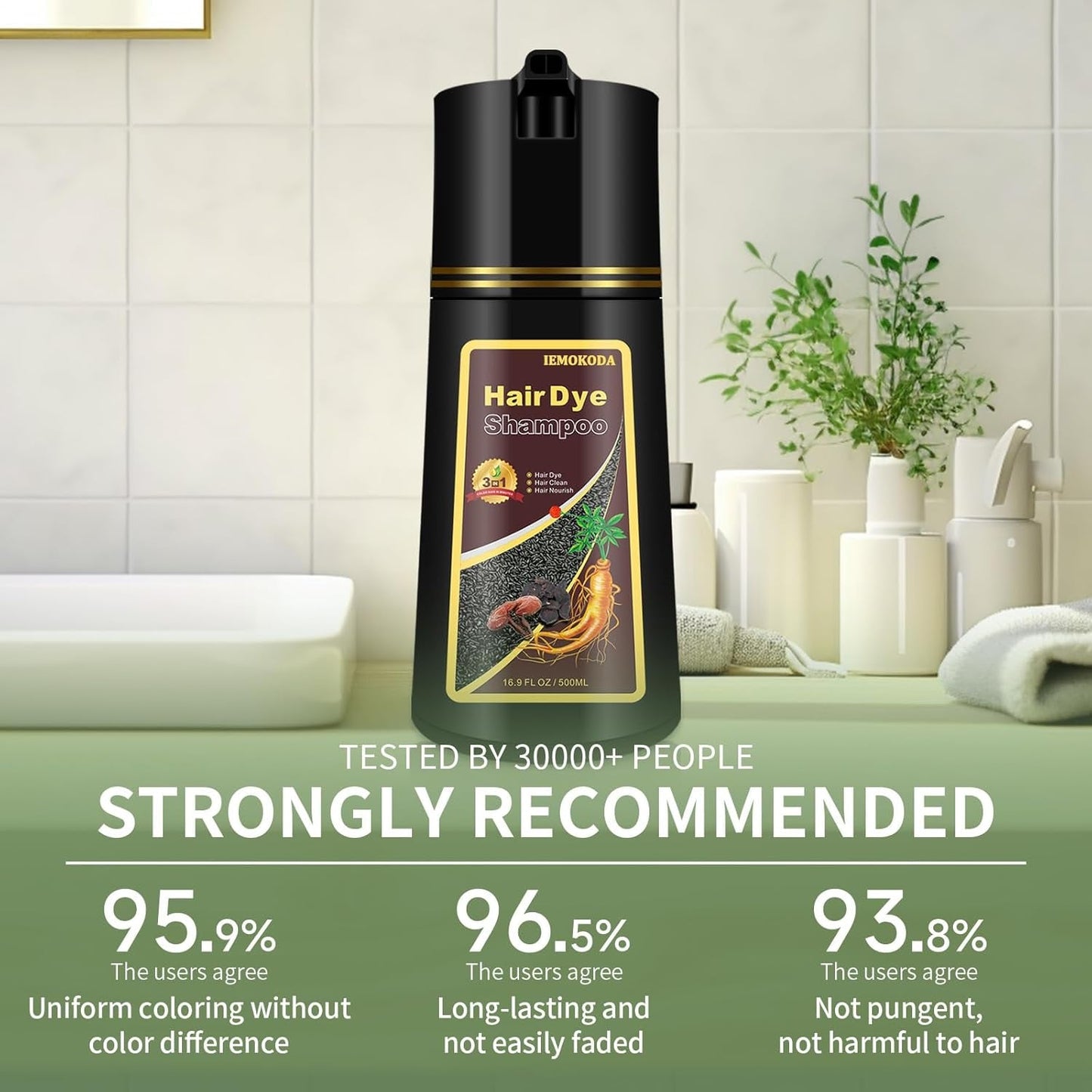 Dark Brown Hair Dye Shampoo 3 in 1 for Gray Coverage, Instant Natural Hair Color Shampoo Para Canas Mujer, Semi-Permanent Shampoo Hair Dye Gifts for Men Women Dad Mom 500Ml