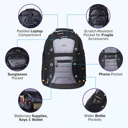 Drifter II Laptop Backpack, Black/Gray – Backpack for Men for Business and Travel, Durable Water-Resistant Material, Fits up to 17" Laptops (TSB239US)