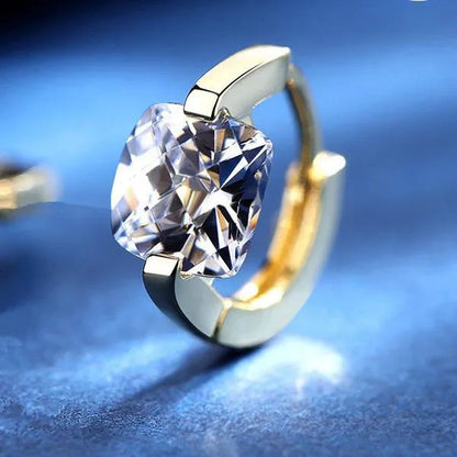 Exquisite Gold Plated Square Cubic Zirconia Earrings for Women Hoop Earrings Jewelry Bride Engagement Wedding Earrings Party Gifts Love for Her Fashion Accessories