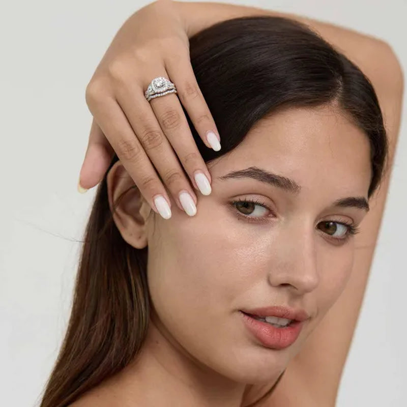 Newshe 1.5 Carats AAAAA Cubic Zircoina Wedding Engagement Ring Sets for Women Jewelry Gift 925 Sterling Silver Sz 4.5-13