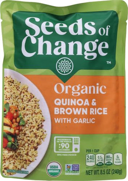 Organic Quinoa & Brown Rice with Garlic, Organic Food, 8.5 OZ Pouch