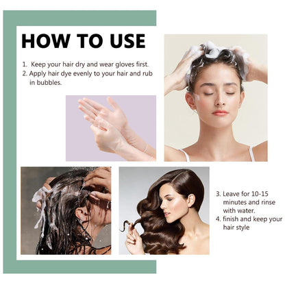 10 PCS  Hair Shampoo Instant Hair Dye for Men Women, Black Color - Simple to Use - Hair Dye Permanent - Last 30 Days - Natural Ingredients for Woman&Man