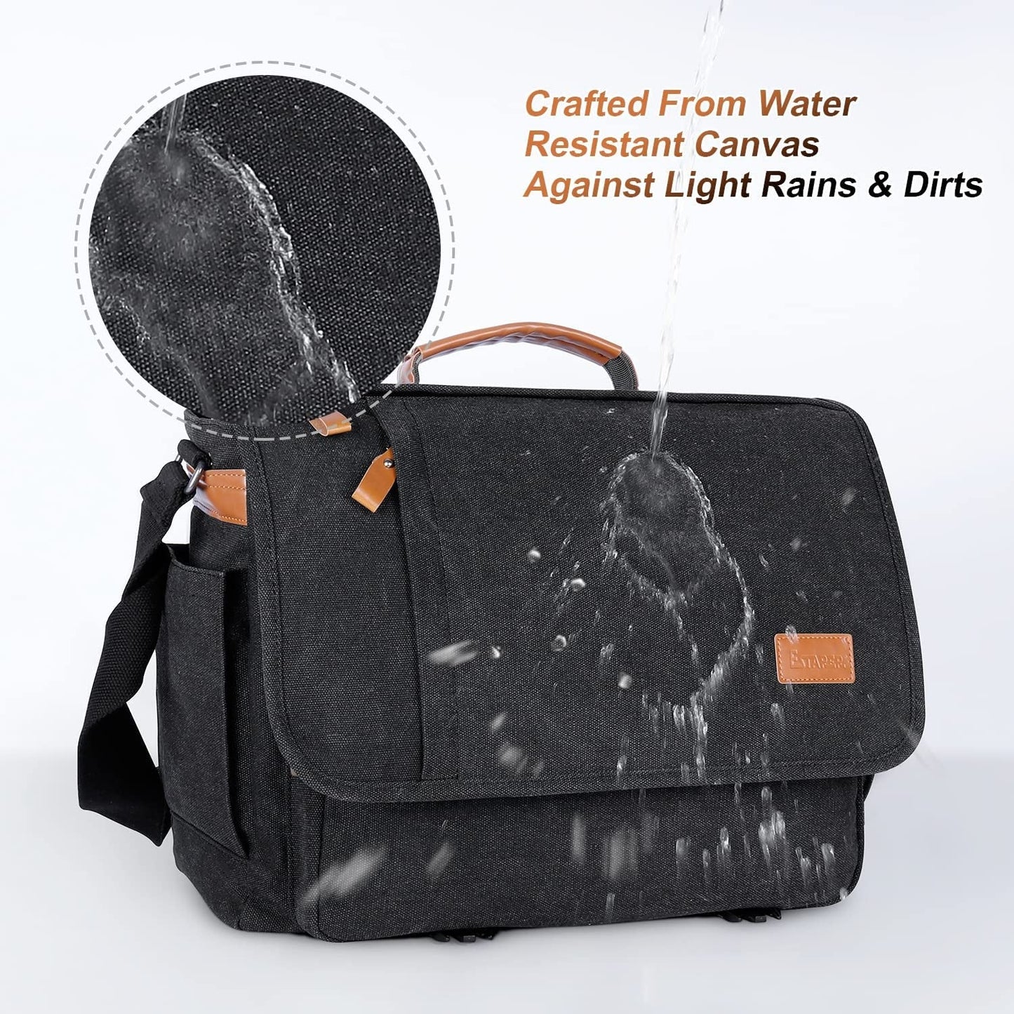 Messenger Bag 17-17.3 Inch, Men'S Computer Bag Water-Resistant Canvas, Teacher Laptop Satchel for Work Office College, Dark Grey