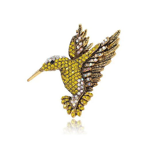 Cute colorful diamond hummingbird brooch silk scarf buckle accessories animal bird brooches party gift